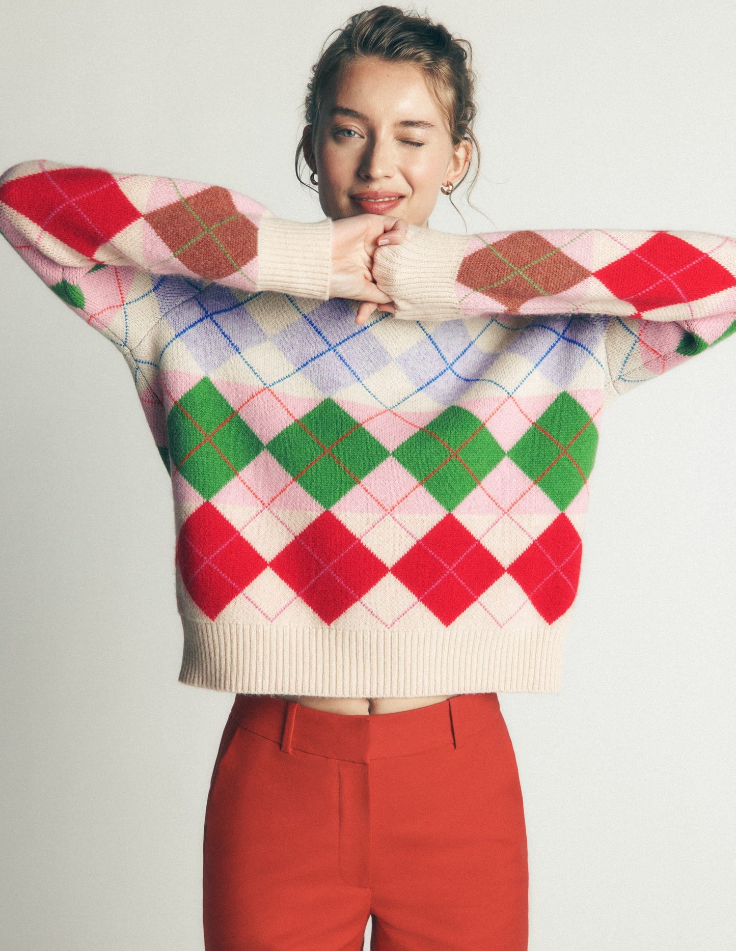 Ariadne Alpaca Blend Jumper-Multi Argyle