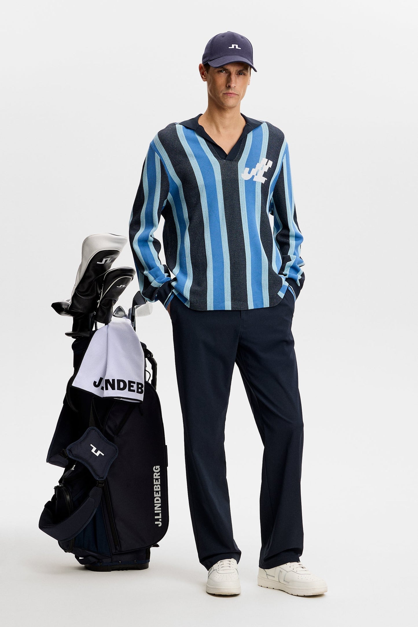 Silas Stripe Polo Knit / Navy