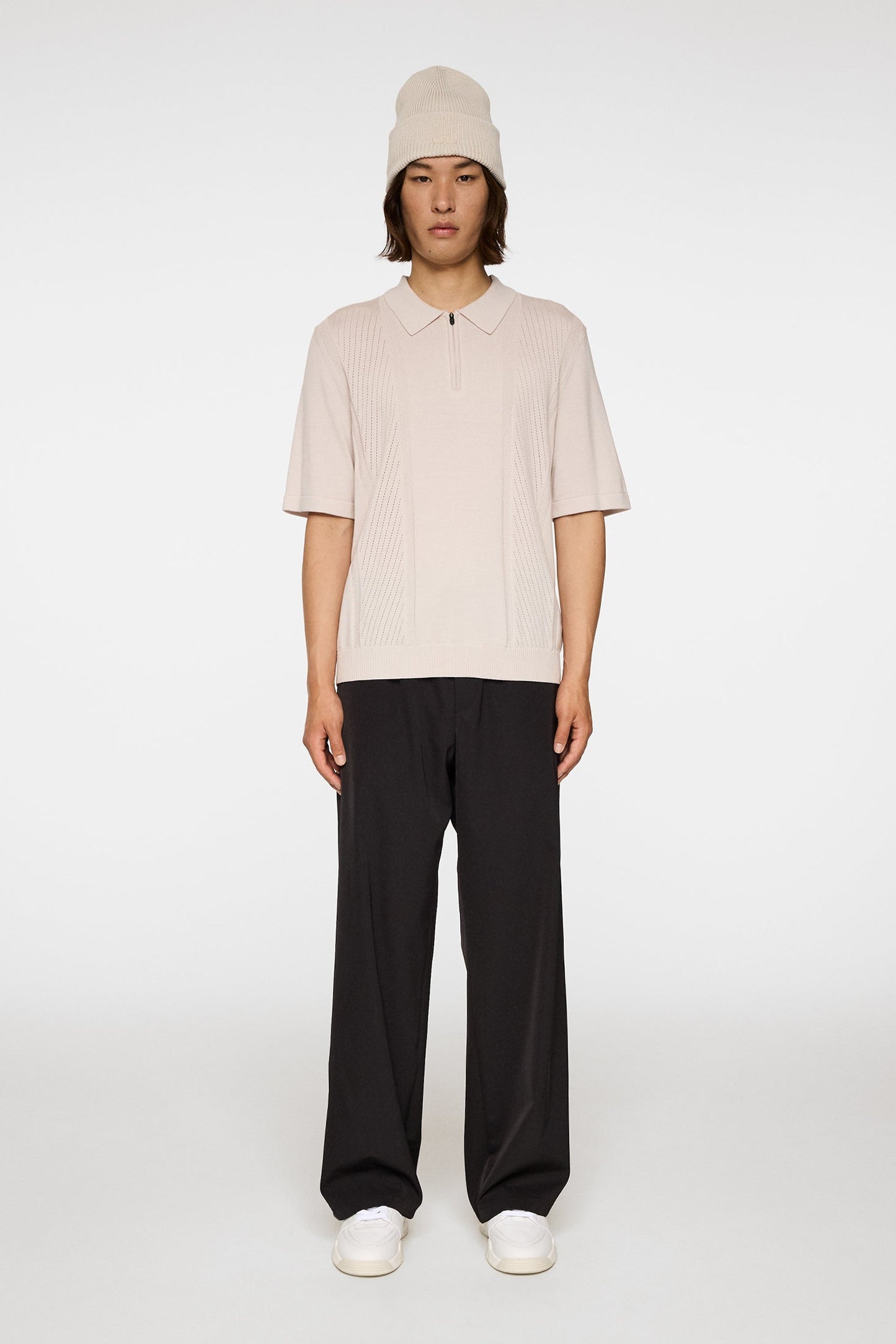 Remy Structure Zip Knit Polo / Moonbeam